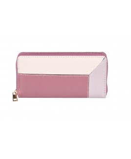 RFID Protected Zip Round Concertina Purse, with a Contrasting PU Design-CLEARANCE!